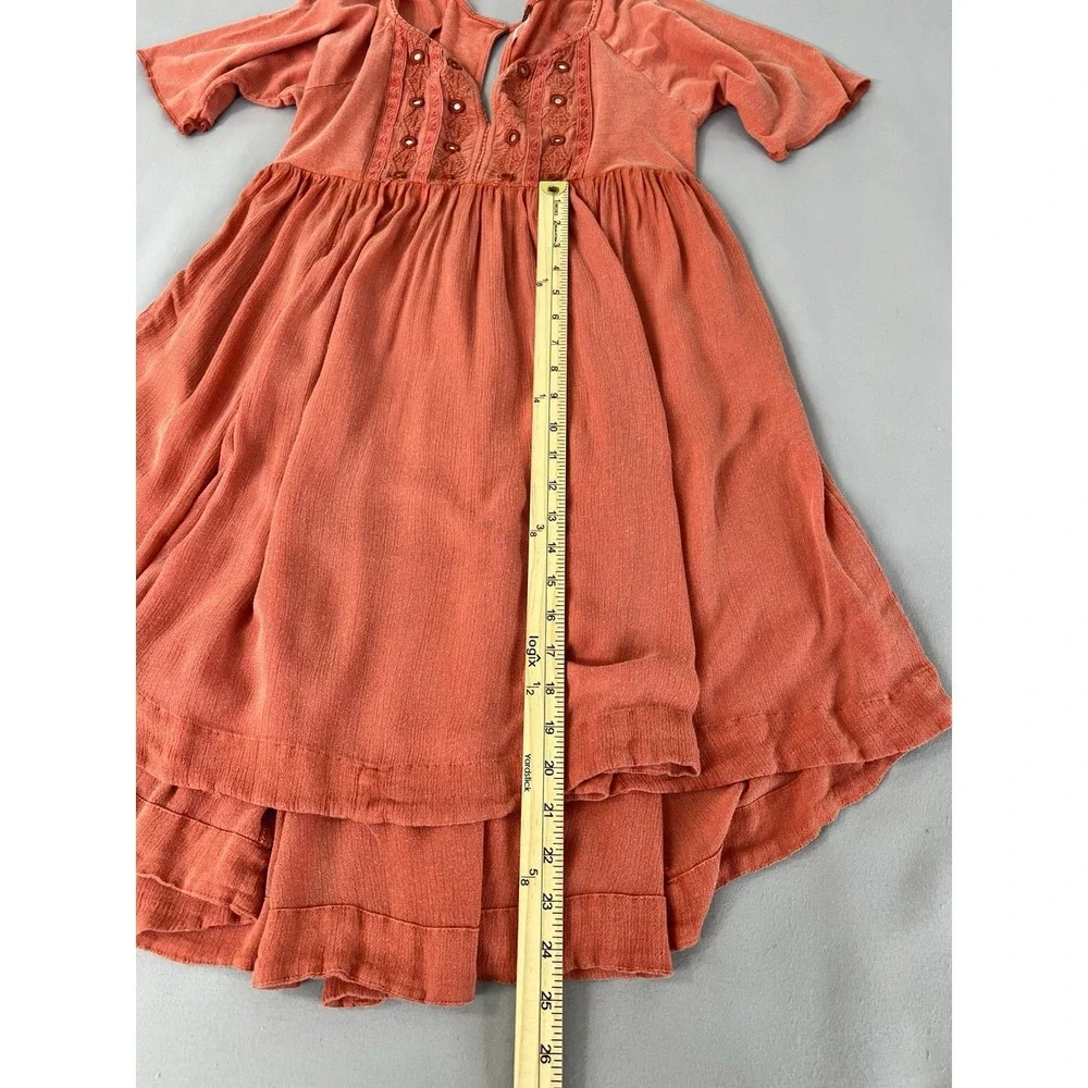 Free People Women's Embroidered Boho Dress Size XS 100%‎ Soft Indian Cotton